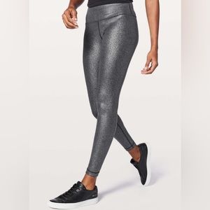 Lululemon Wunder Under HR Tight 28". Luminosity Foil Black/Silver. SZ 6. W5AXDS.